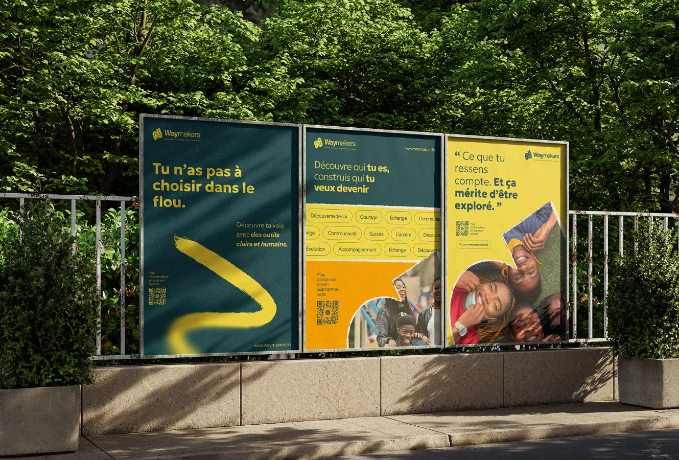 Design complet de l'identité visuelle Waymakers + UI/UX du site internet Canada
